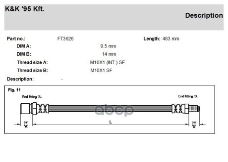 Тормозной шланг Renault Master 80-98 F L&R K&K FT3626