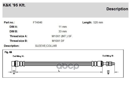 Гальмівний шланг Peugeot 605 89-99 F L&R K&K FT4646 (фото 1)