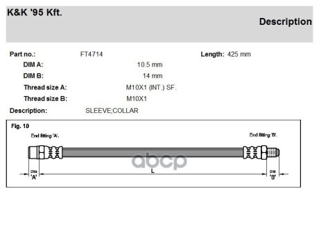 Тормозной шланг BMW 5 7 8, 86-99 F L&R K&K FT4714