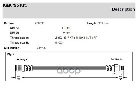Тормозной шланг IVECO K&K FT8624