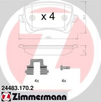 Колодки гальмівні дискові, к-кт 3AA698451A ZIMMERMANN Otto Zimmermann GmbH 24483.170.2