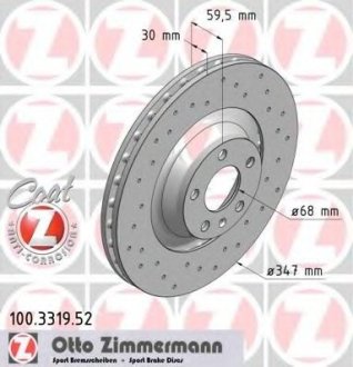 Диск тормозной Otto Zimmermann GmbH 100.3319.52 (фото 1)