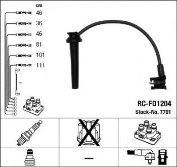 Комплект проводів запалення RC-FD1204 NGK 7701 (фото 1)