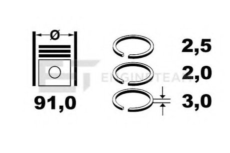Комплект колец на поршень (4 шт.) ET ENGINETEAM R4001000 (фото 1)
