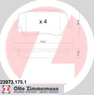 Колодки гальмівні дискові, к-кт A4154210510 ZIMMERMANN Otto Zimmermann GmbH 239731751