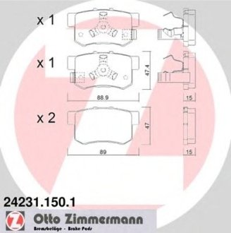 Колодки гальмівні дискові Otto Zimmermann GmbH 242311501