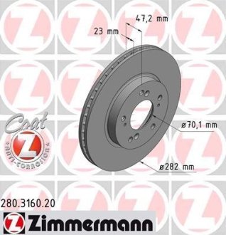 Тормозной диск Otto Zimmermann GmbH 280316020 (фото 1)