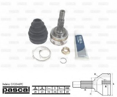 Шрус наружн (к-т) 23x56x26 abs 48 TOYOTA AVENSIS AT22#/AZT220/CDT220/CT220/ST220/ZZT22# 1997-2 PASCAL G12046PC