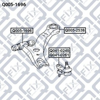 Сайлентблок передний переднего рычага TOYOTA HIGHLANDER GSU45/GVU48/MHU48 4WD 2007-2013 Q-FIX Q005-1696 (фото 1)