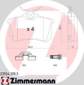 Тормозные колодки дисковые с пружинками 9404252328 Zimmermann Otto Zimmermann GmbH 235541703