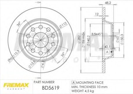 Диск тормозной Fremax BD-5619 (фото 1)