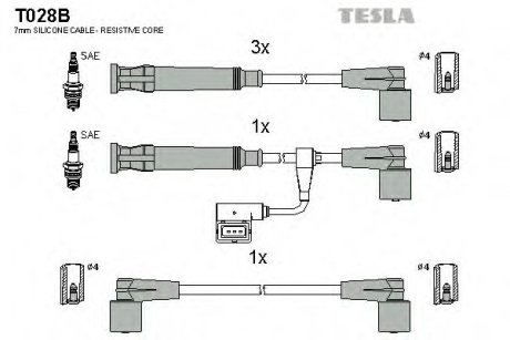 Комплект кабелiв запалювання TESLA T028B