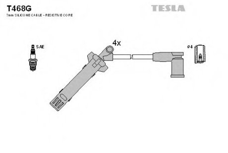 Комплект кабелiв запалювання TESLA T468G (фото 1)