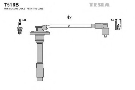 Комплект кабелiв запалювання TESLA T518B (фото 1)
