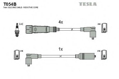 Комплект кабелiв запалювання TESLA T054B