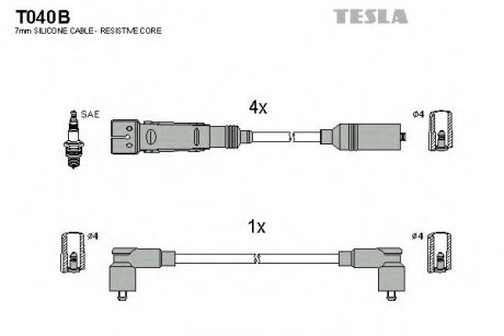 Комплект кабелiв запалювання TESLA T040B