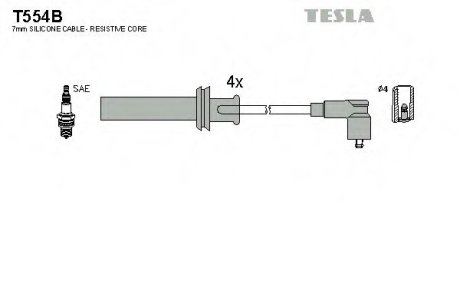 Комплект кабелiв запалювання TESLA T554B (фото 1)