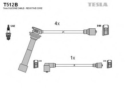 Комплект кабелiв запалювання TESLA T512B