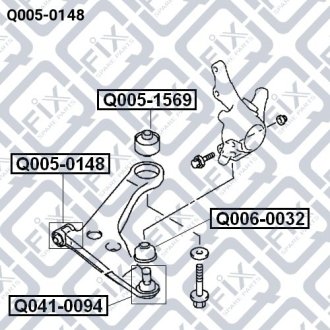 Сайлентблок передний переднего рычага MITSUBISHI OUTLANDER CU 2002-2006 Q-FIX Q005-0148 (фото 1)