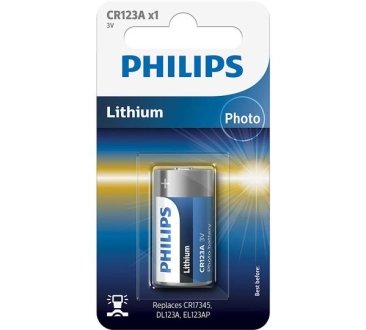 Батарейки цилиндрические, литиевые PHILIPS CR123A/01B