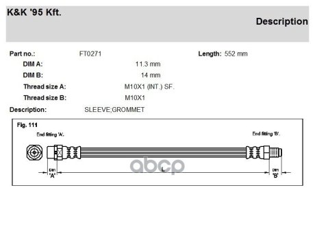 Гальмівний шланг BMW K&K FT0271