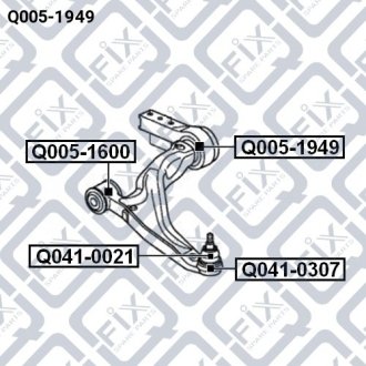 Сайлентблок задний переднего рычага (гидравлический) HONDA PILOT YF4 2009-2015 Q-FIX Q005-1949 (фото 1)