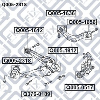 Сайлентблок заднего рычага комплект HONDA CIVIC FD 4D 2006-2012 Q-FIX Q005-2318 (фото 1)