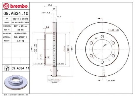 Гальмівний диск Brembo 09.A634.10