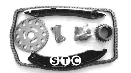 Комплект ланцюга розподільного валу (ланцюг +2 зірки + натягувач + 2 лижі + болти) Vivaro 2.0 CDT STC T406060 (фото 1)