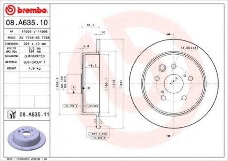 Гальмівний диск Brembo 08.A635.11
