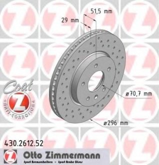Диск тормозной ZIMMERMANN Otto Zimmermann GmbH 430.2612.52