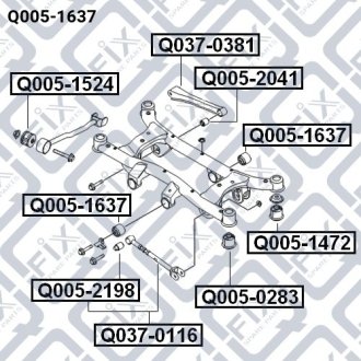 Сайлентблок подушки диференціалу KIA SPORTAGE 04-/SORENTO 09-/HYUNDAI TUCSON 04-/SANTA FE 06-/IX35 Q-FIX Q005-1637 (фото 1)