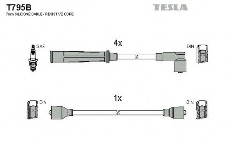 Комплект кабелiв запалювання TESLA T795B (фото 1)