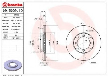 Тормозной диск - Brembo 09.5009.10 (фото 1)