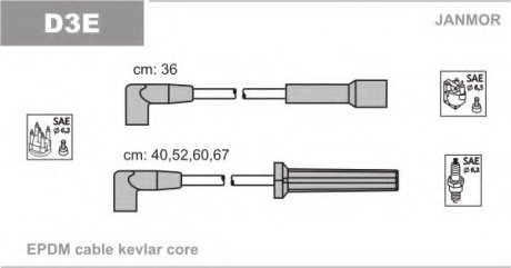 Комплект проводов зажигания DAEWOO: NEXIA 1.5 95-97 - JanMor D3E (фото 1)