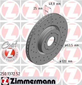 Диск тормозной ZIMMERMANN Otto Zimmermann GmbH 250137252