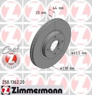 Тормозные диски Coat Z Zimmermann Otto Zimmermann GmbH 250136220
