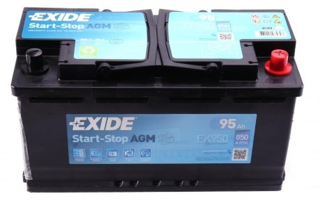 Акумуляторна батарея 95Ah/850A (353x175x190) (Start-Stop A EXIDE EK950 (фото 1)