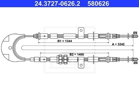 Трос, стояночная тормозная система ATE 24372706262 (фото 1)