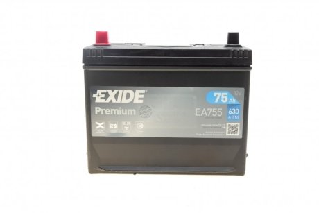 Стартерная аккумуляторная батарея; Стартерная аккумуляторная батарея EXIDE EA755 (фото 1)