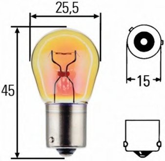 Лампа розжарювання, ліхтар покажчика повороту; лампа розжарювання; Hella 8GA006841123 (фото 1)