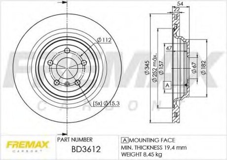 Диск тормозной задний, X166/W166/C292 11- Fremax BD3612 (фото 1)