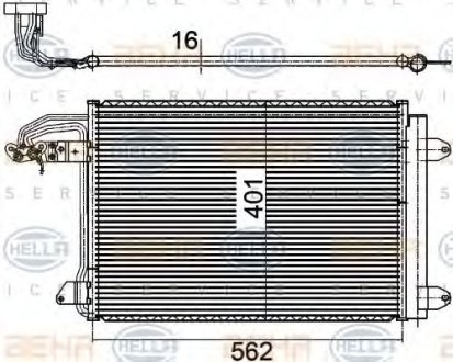 Радиатор кондиционера AUDI A3/VW GOLF V/SKODA OCTAVIA 2003=> Hella 8FC351301041 (фото 1)