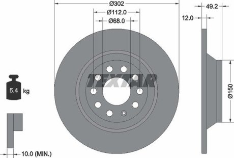 Тормозной диск - TEXTAR 98200132501 (фото 1)