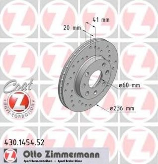 Тормозной диск - Otto Zimmermann GmbH 430145452 (фото 1)