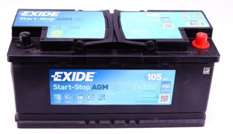 Аккум. батарея 105ah 950a 392/175/190 EXIDE EK1050 (фото 1)