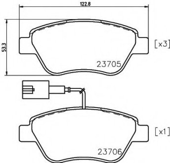 Комплект тормозных колодок, дисковый тормоз Hella 8DB355018821