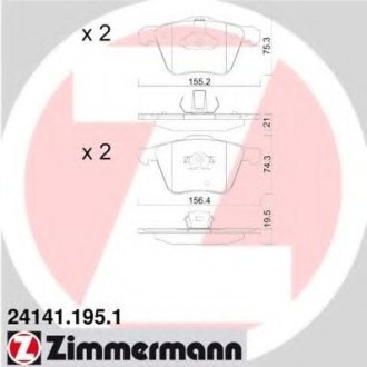 Колодки тормозные VOLVO XC70_XC90 02- перед. - ZIMMERMANN Otto Zimmermann GmbH 241411951
