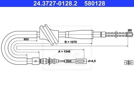 Трос, стояночная тормозная система ATE 24372701282 (фото 1)
