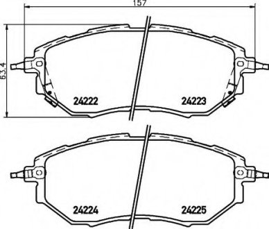 Гальмівні колодки дискові перед. Subaru Tribeca 05-/Forester 12-/Legacy 3,0 03- Hella 8DB355012031 (фото 1)